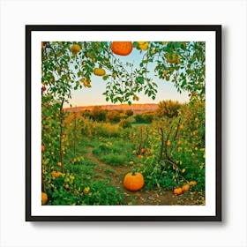 An Isolated Rustic Natural View Of A Bountiful Garden In Autumn Where A Plethora Of Verdant Pumpk (5) 1 Art Print