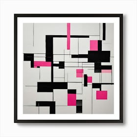 Pink Mondriaan Inspiration Art Print