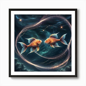 Two Goldfish In A Circle Art Print