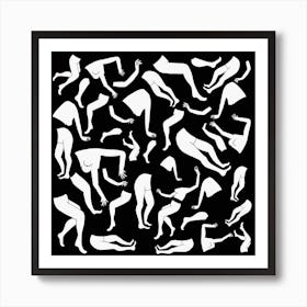 Black And White Figures Square Art Print