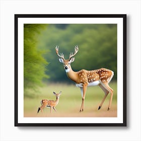 Deer And Fawn Poster