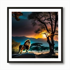 Lion In The Savannah 2 Art Print