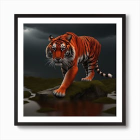 Tiger In Water Art Print