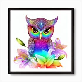 Rainbow Owl 3 Art Print