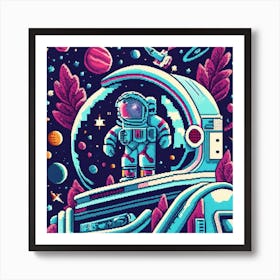 Pixel Art Spaceman Poster 1 Art Print