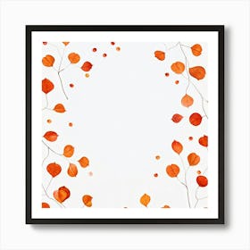 Autumn Artwork Showcasing Minimalist Design Featuring An Inventive Spread Of Leaves And Berries Sca (6) Art Print