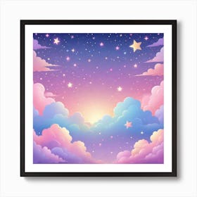 Sky With Twinkling Stars In Pastel Colors Square Composition 106 Art Print