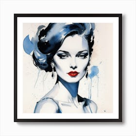 Woman In Blue Art Print