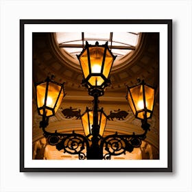 Street Lamp In A Building Art Print