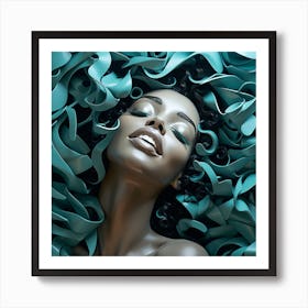 Afro-American Woman In A Green Ribbon Art Print