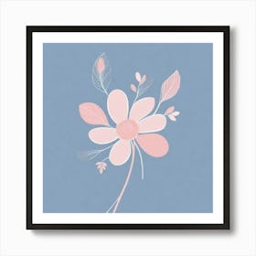 A White And Pink Flower In Minimalist Style Square Composition 182 Art Print