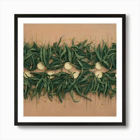 Green Leaves On A Table Art Print