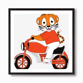 Tiger Riding A Motorcycle Art Print