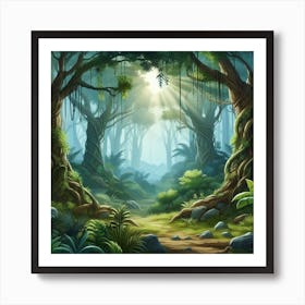 Forest Background With Sunlight Art Print