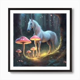 White Horse In The Forest Art Print