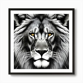 TIGER IN BLACK AND WHITE PRINT Art Print