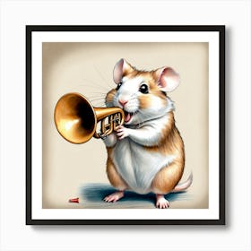 Hamster Playing A Trumpet Art Print