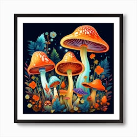 Mushrooms In The Forest 9 Art Print