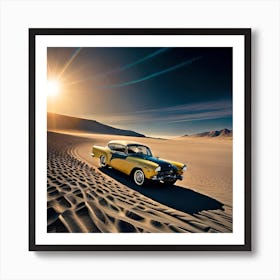 Classic Car In The Desert Art Print