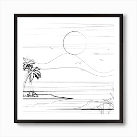 Minimal Line Palm Beach 3 Art Print