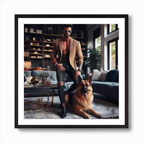 Attractive Man In Living Room Art Print