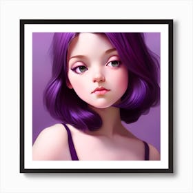 Anime Girl With Purple Hair 1 Art Print