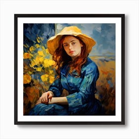 Art Of Woman In The Style Of Van Gogh 5 Art Print