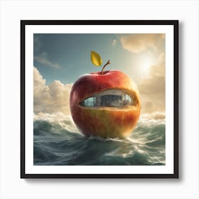 322088 Une Pomme Riant Dans L Espace En Mer Avec Un Solei Xl 1024 V1 0 Art Print
