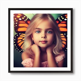 Little Girl With Butterfly Wings Art Print