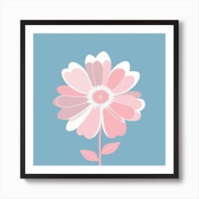 A White And Pink Flower In Minimalist Style Square Composition 404 Art Print