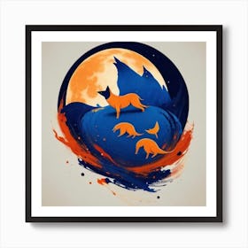 Moon and Fox Art Print