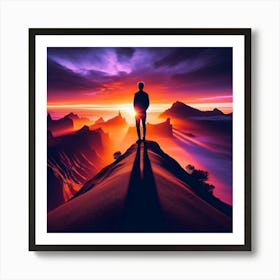 Man Standing On Top Of Mountain 1 Art Print