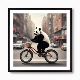 Panda Bear On A Bicycle Art Print