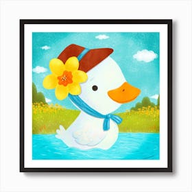 Spring Miss Duck Square Art Print