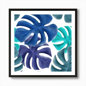 Leaves Tropical Blue Green Nature 1 Art Print