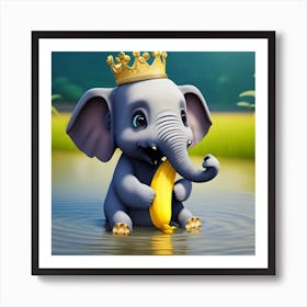 Elephant With A Crown 1 Art Print