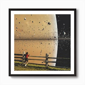 Watching Saturn Square Art Print