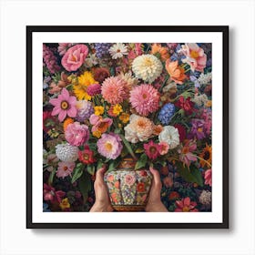 Floral Arrangement Retro Painting Art Print