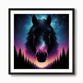 Horse In The Night Sky Art Print