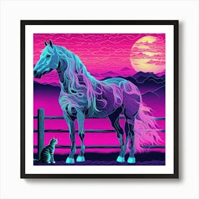 Horse Pink Sunset Art Print