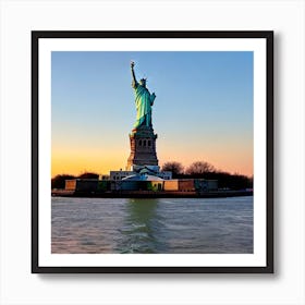 Statue Of Liberty At Sunset Art Print