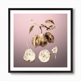 Gold Botanical Pear on Rose Quartz n.2139 Art Print
