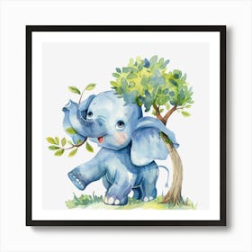 Watercolor Baby Elephant Art Print