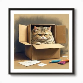 Cat In A Box 16 Art Print