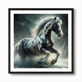 Horse Running In The Water 1 Art Print