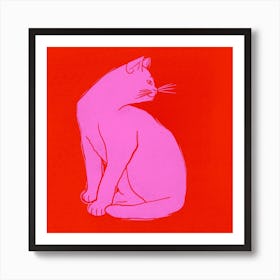 Cat In Pink Art Print