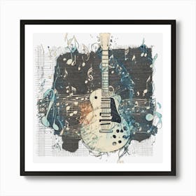 Guitar With Music Notes Art Print