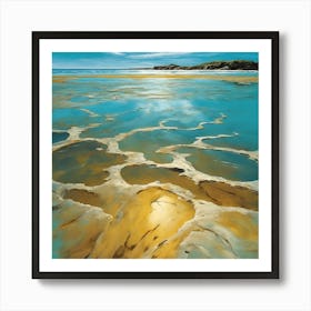 Swirls of Golden Sand in the Sky Blue Sea Art Print