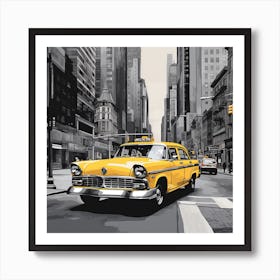 Yellow Taxi In New York City Art Print