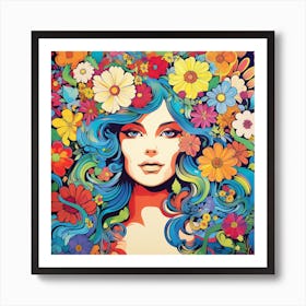 Maraclemente Hippie Woman Cartoonish Vibrant Colors Surrounded 2 Art Print